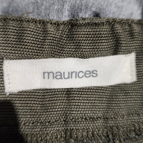 Maurices Army Green Button Belted Tie Front Mini Skirt Women's Size 4 Neutral - Picture 3 of 5